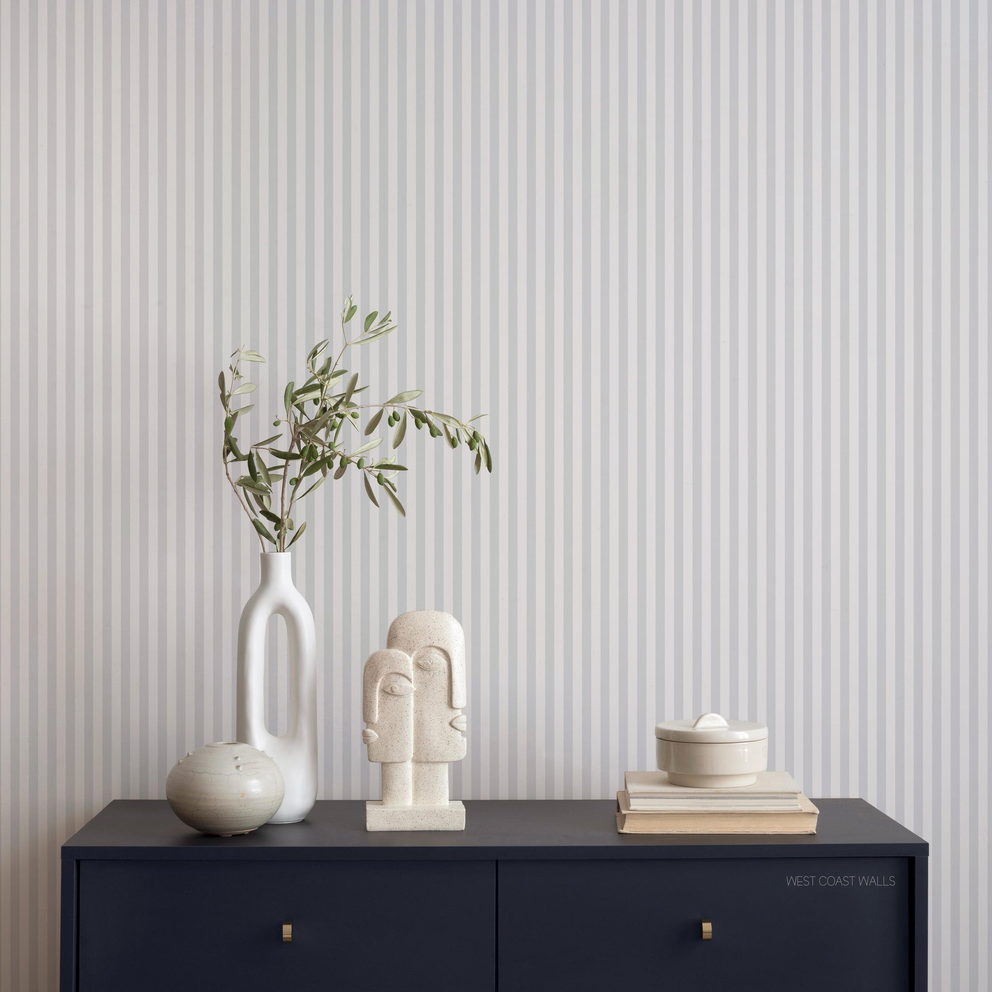 Grey and White Stripe Wallpaper / Custom Color Wallpaper / Striped Wallpaper / Pinstripe Wallpaper / Vintage Pinstripes