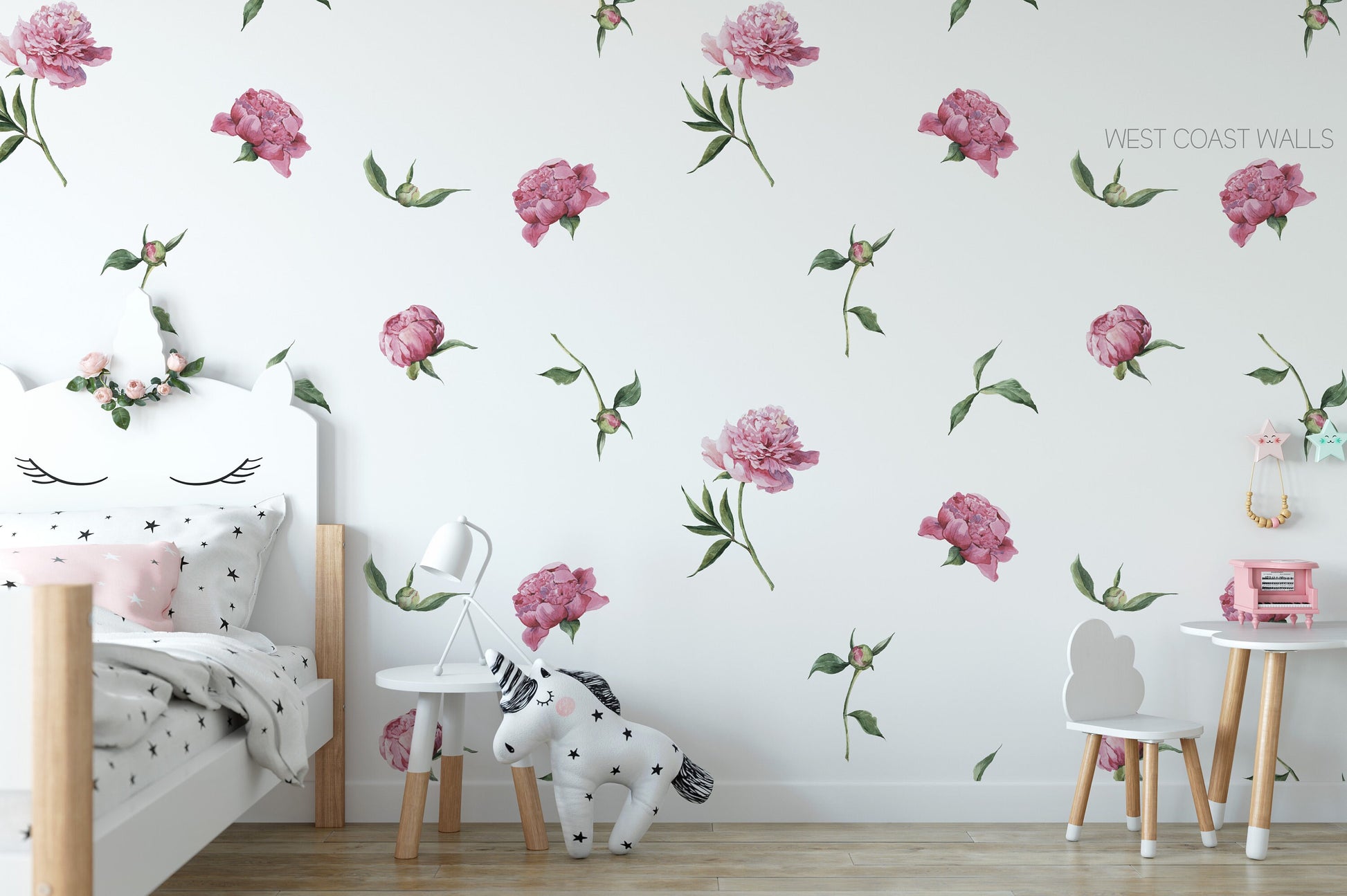 Watercolor Peony Removable Decals