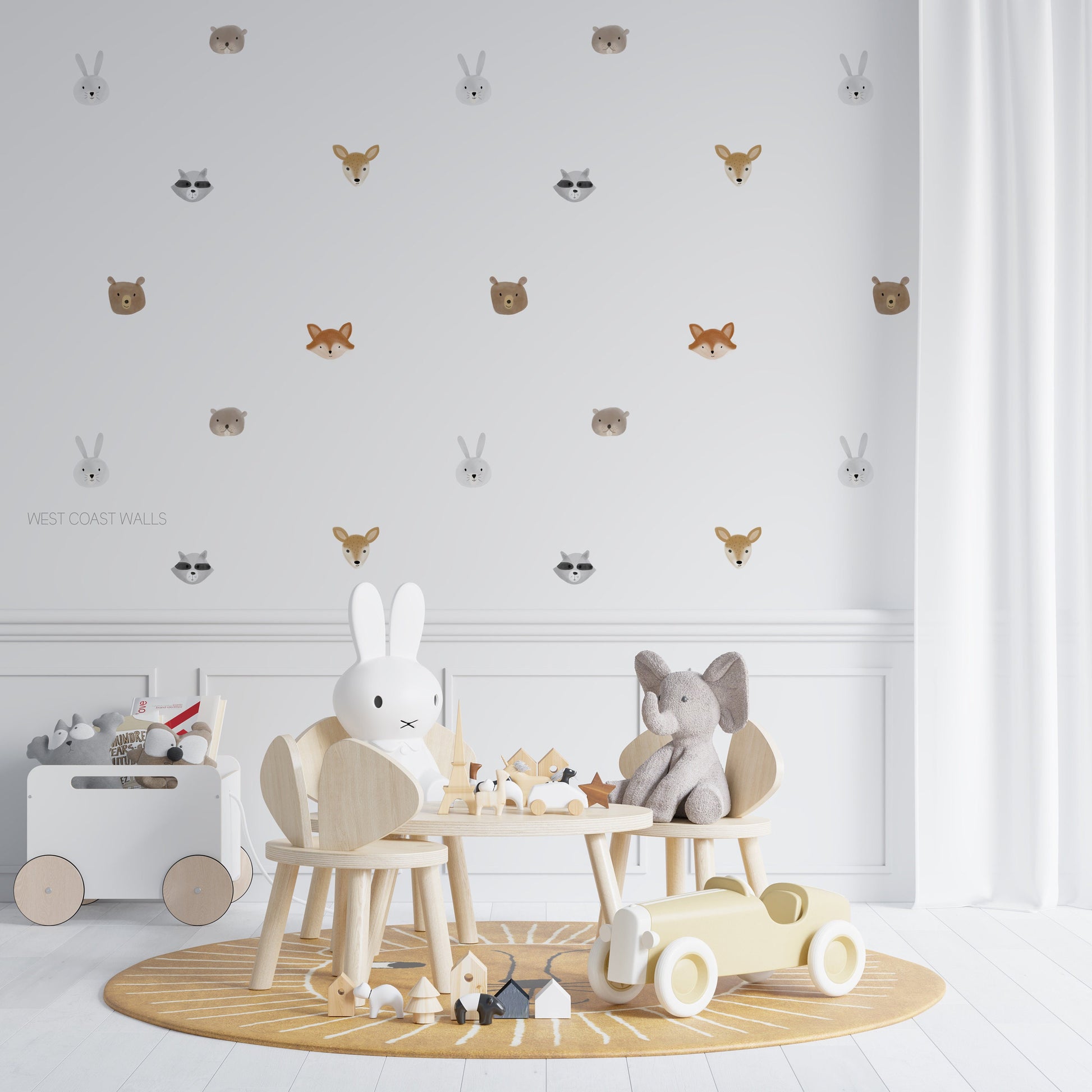 Woodland Watercolour Animals Removable Wall Decals