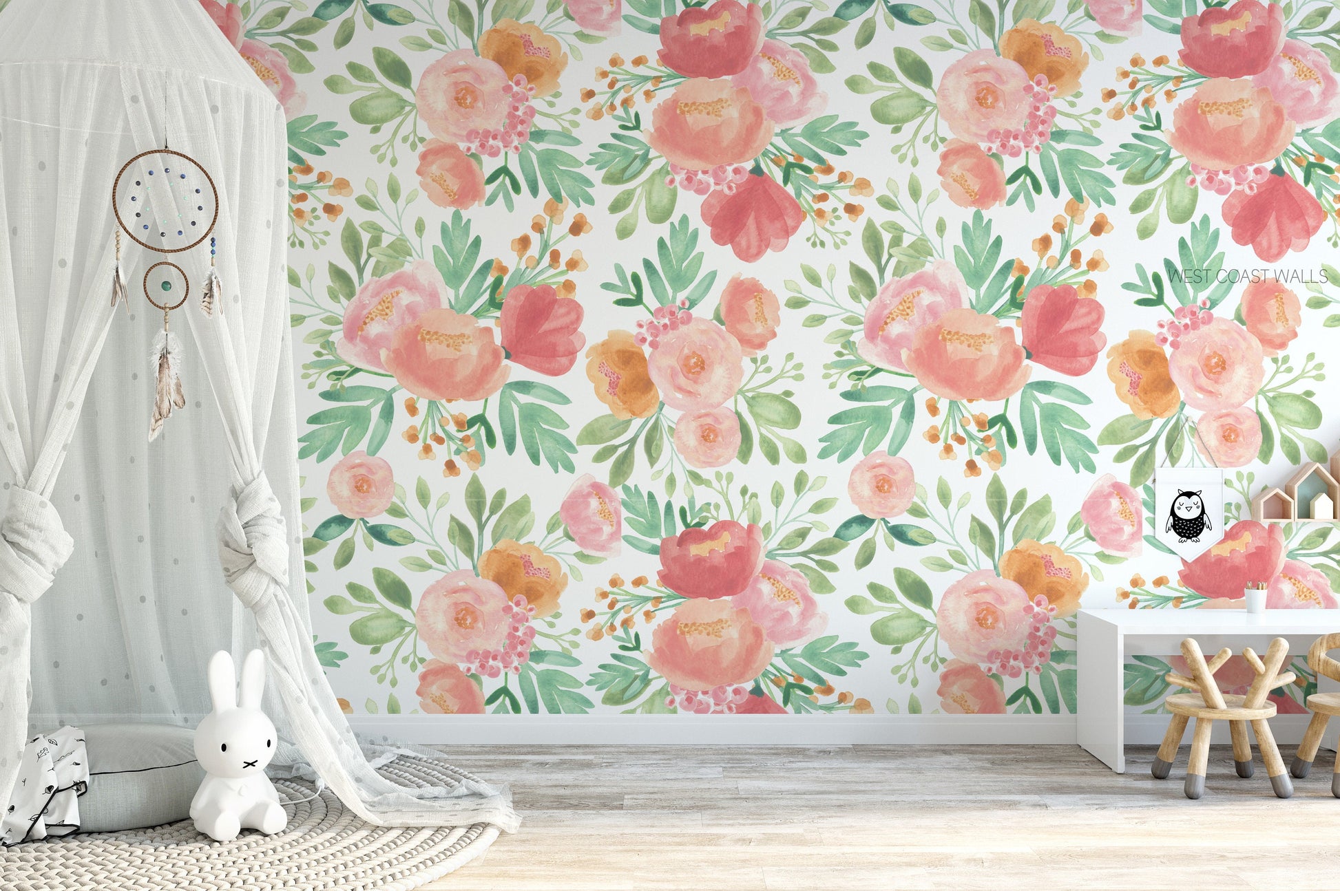 Handpainted Floral Watercolour Wallpaper