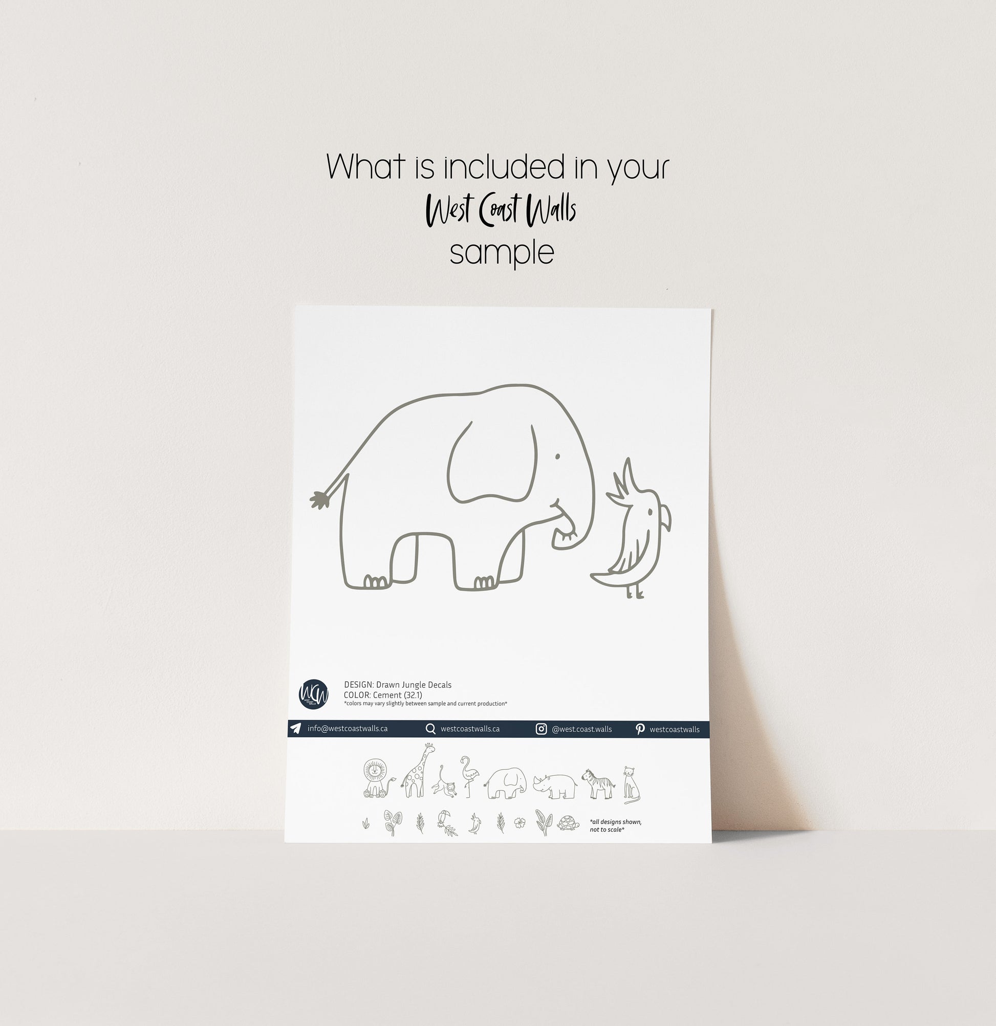 Drawn Jungle Animals Removable Wall Decals